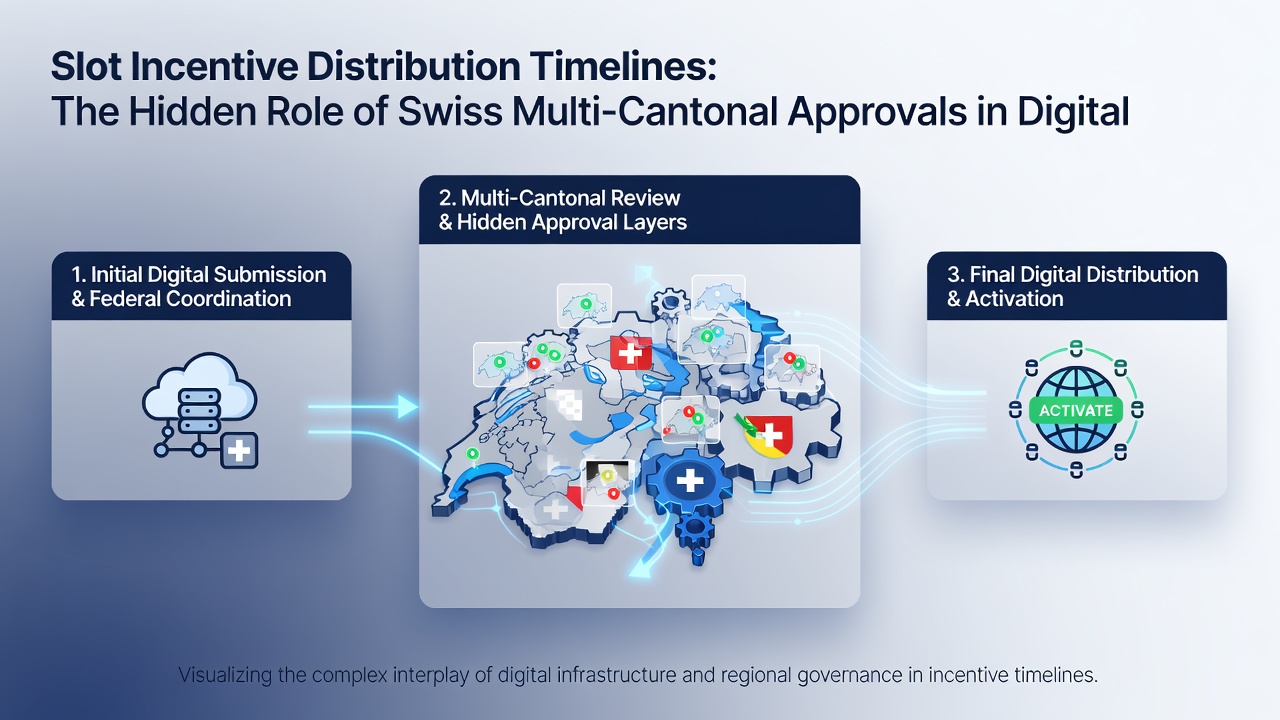 Digital casino dashboard displaying multi-cantonal approval status and slot incentive activation calendar